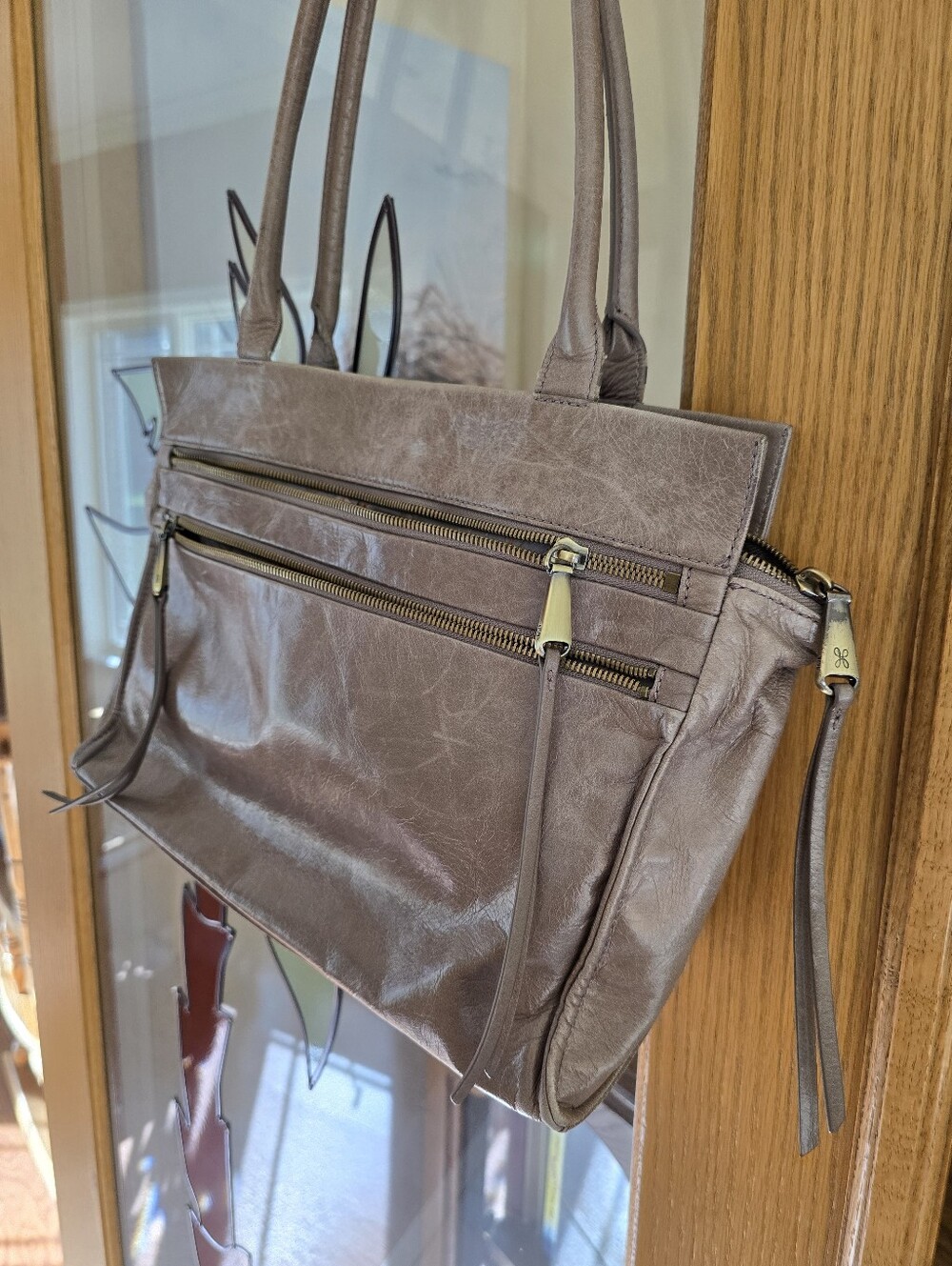 Everyday Shoulder Bag in Taupe Faux Leather